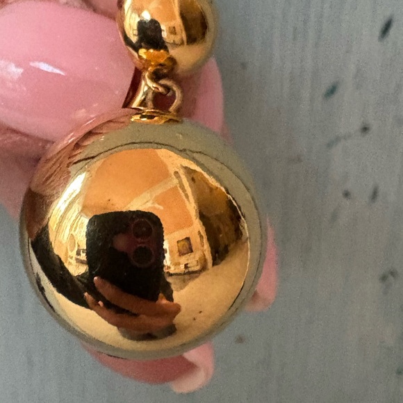 Vintage Monet Gold Ball Clip-On Drop Earrings - Picture 6 of 7